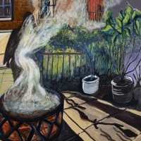 Evening Garden 4, oil on panel, 48" x 36" 2023