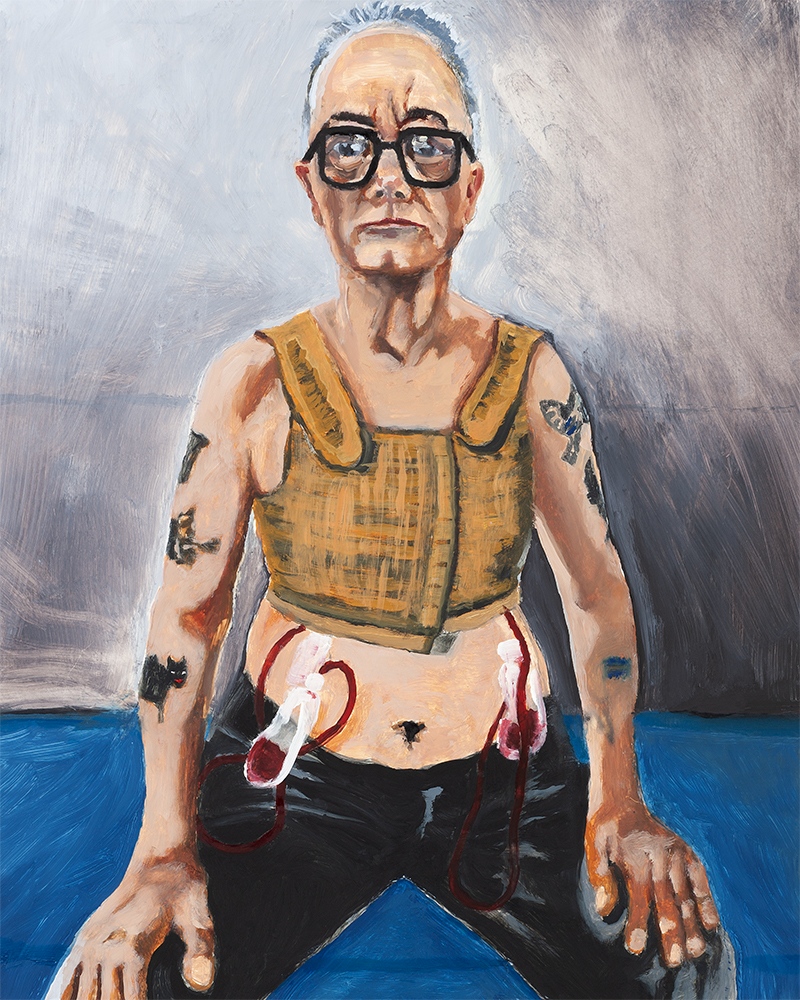SELF PORTRAIT WITH DRAINS (2024)  Oil / 20"x16"
