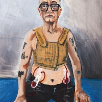 SELF PORTRAIT WITH DRAINS (2024)  Oil / 20"x16"
