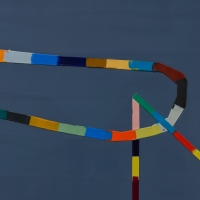 WALKING LINE 53 (2018) . Encaustic / 11" x 14"