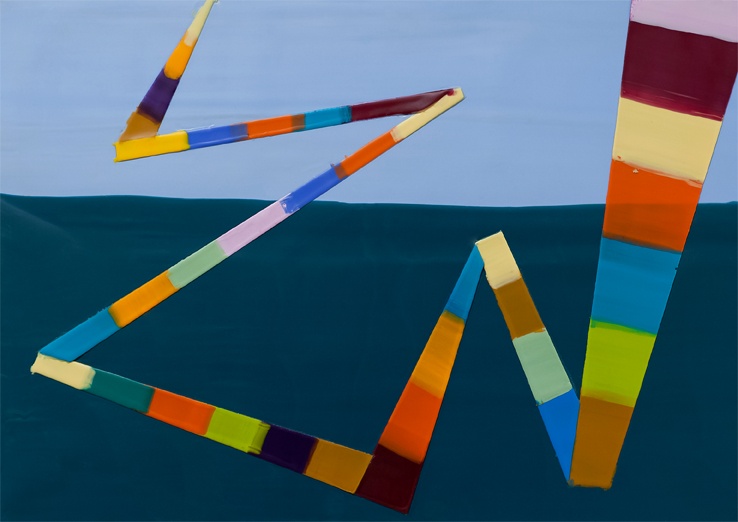 SOLD - WALKING LINE 35 (2018)Encaustic On Paper / 7.25" x 10.25"