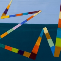 SOLD - WALKING LINE 35 (2018)Encaustic On Paper / 7.25" x 10.25"