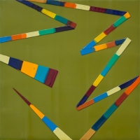 SOLD  - WALKING LINE 38 (2018)Encaustic / 8" x 8"