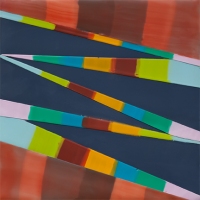 SOLD - WALKING LINE 45 (2018)Encaustic / 6" x 6"