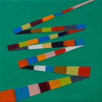 SOLD - WALKING LINE 49 (2018)Encaustic / 8" x 8"