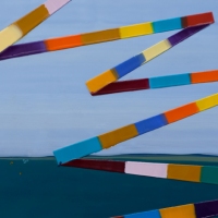 SOLD - WALKING LINE 33 (2018)7.25"x10.25" encaustic on paper