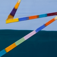 SOLD - WALKING LINE 35 (2018)Encaustic On Paper / 7.25" x 10.25"