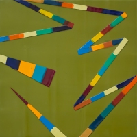 SOLD  - WALKING LINE 38 (2018)Encaustic / 8" x 8"