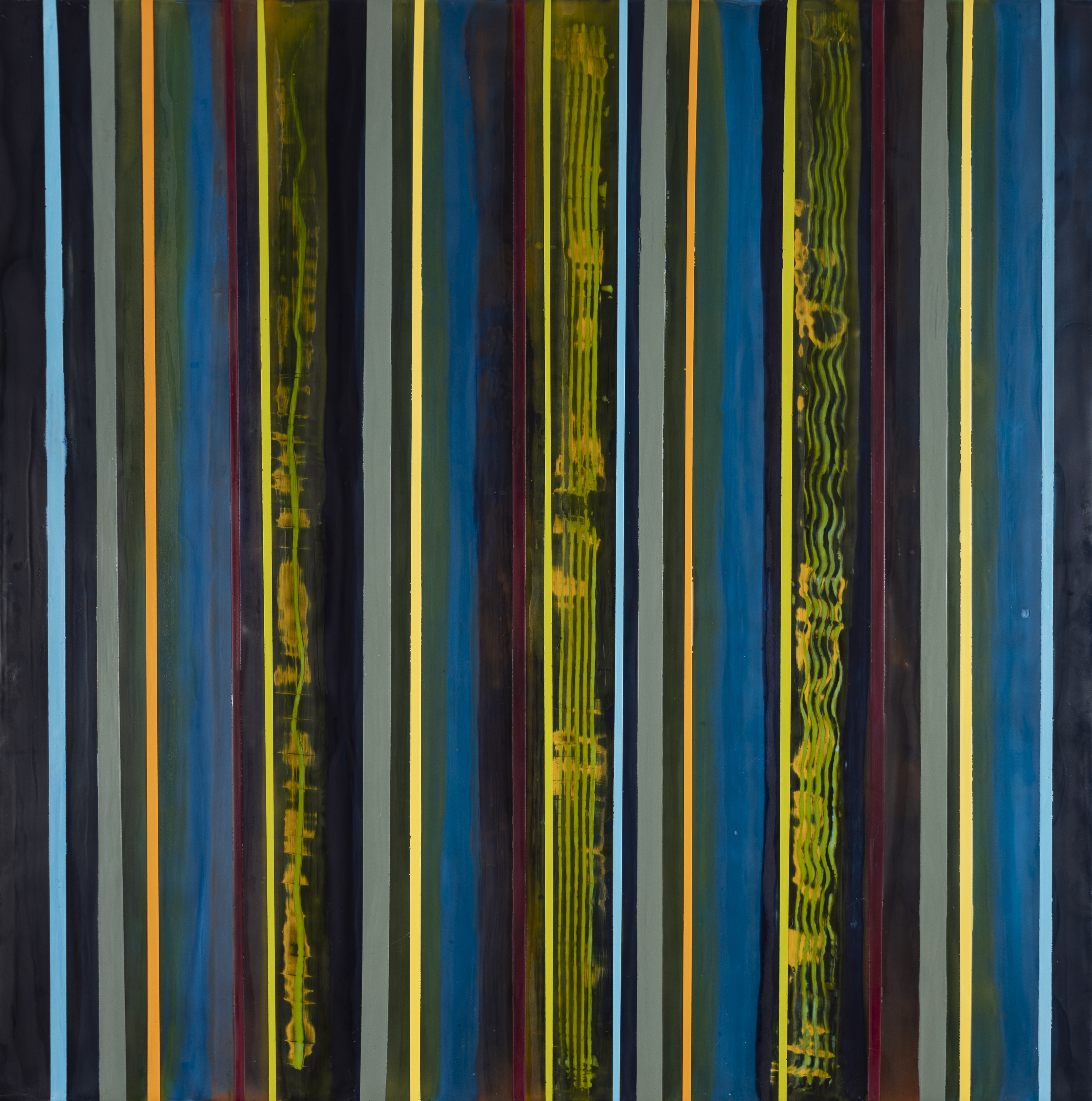 Stripe2022B, Encaustic, 36"x36", 2022