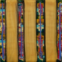 FOUR ROWS (2024)  Encaustic / 16" X 16"