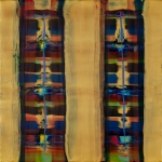 TWO ROWS (2024) Encaustic / 24" X 24"