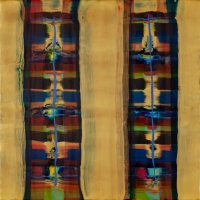 TWO ROWS (2024) Encaustic / 24" X 24"